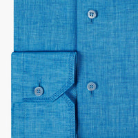 Chemise à motif brodé en lin - Bleu