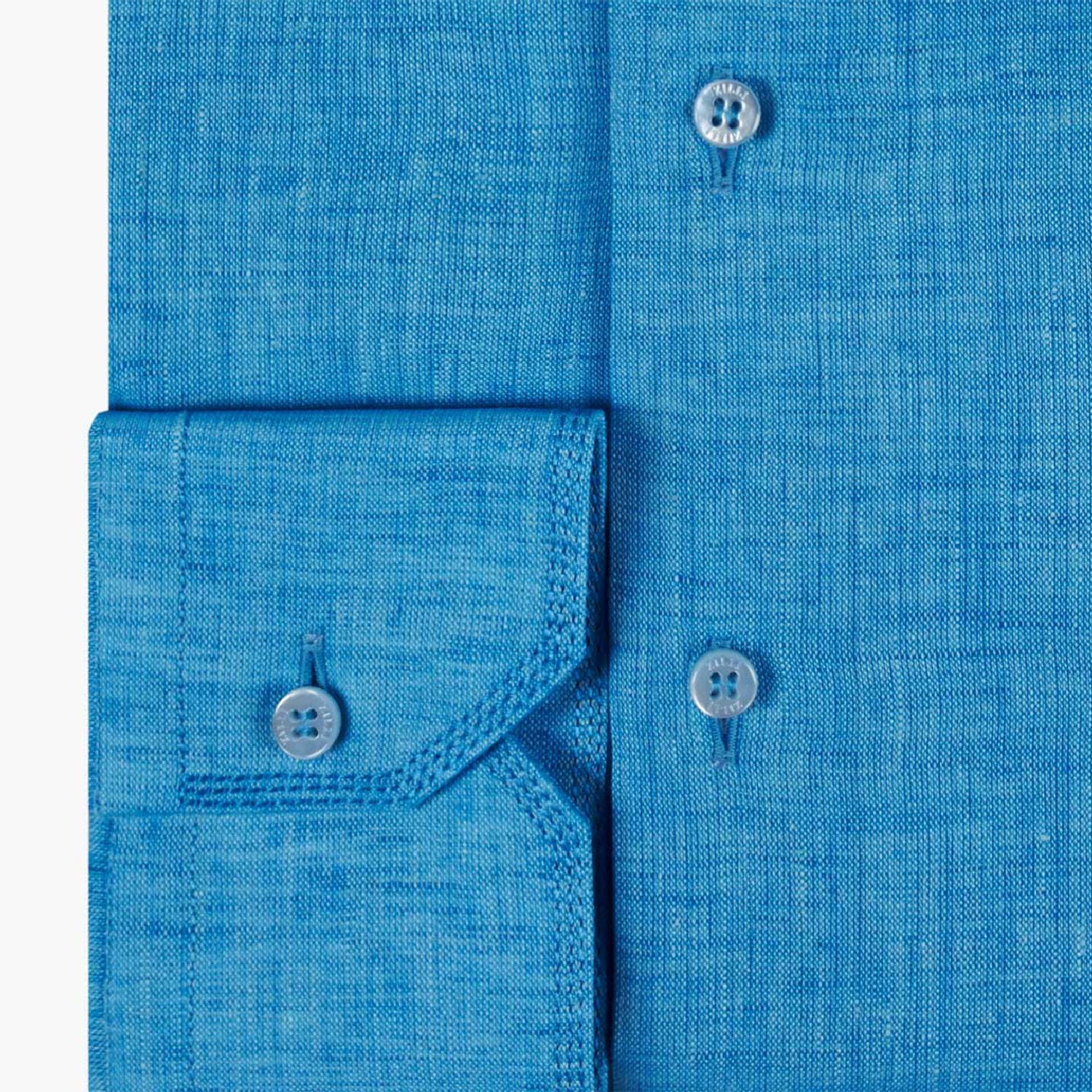 Chemise à motif brodé en lin - Bleu