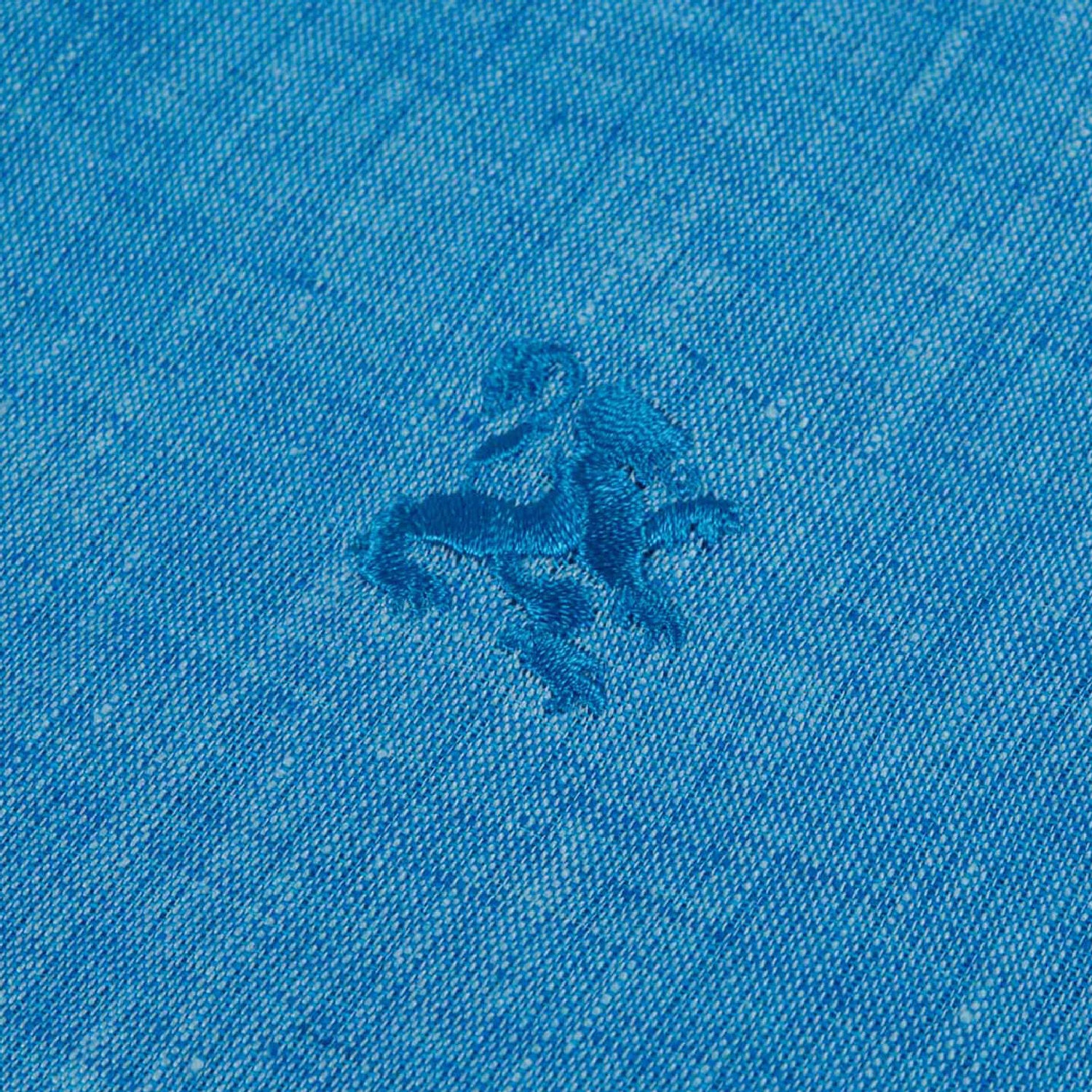 Chemise à motif brodé en lin - Bleu