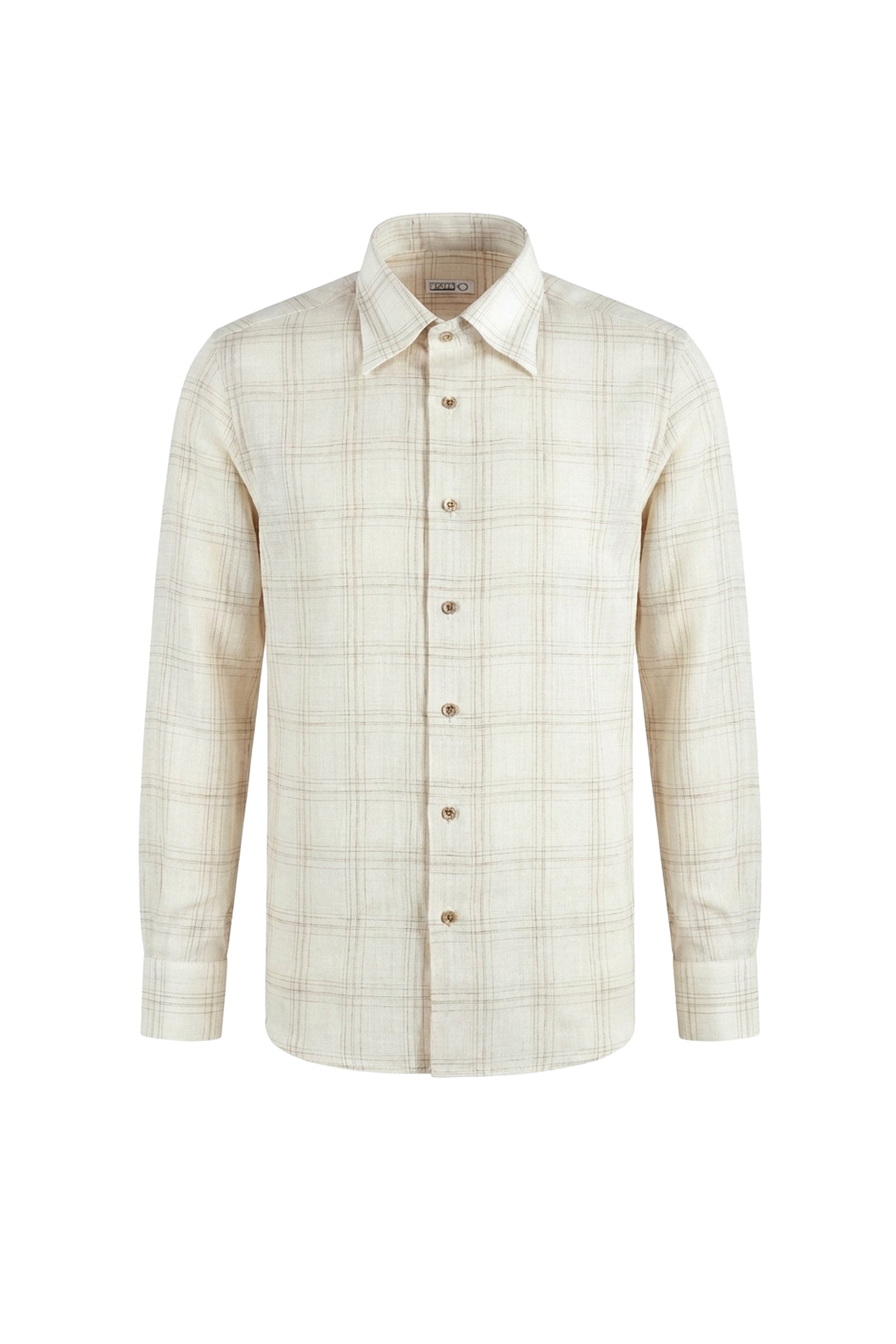 Chemise à carreaux en lin - Beige & Marron