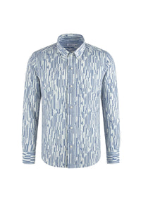 Geometric linen shirt - Blue & White