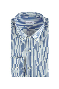 Geometric linen shirt - Blue & White