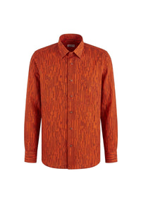 Chemise à motif géométrique en lin - Orange & Marron