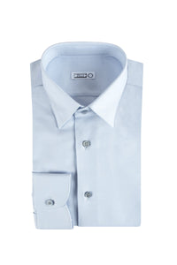 Chemise à col italien - Bleu