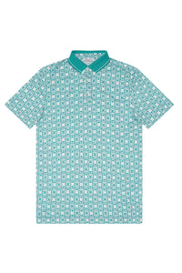 Polo à motif géométrique répétitif - Blanc & Vert
