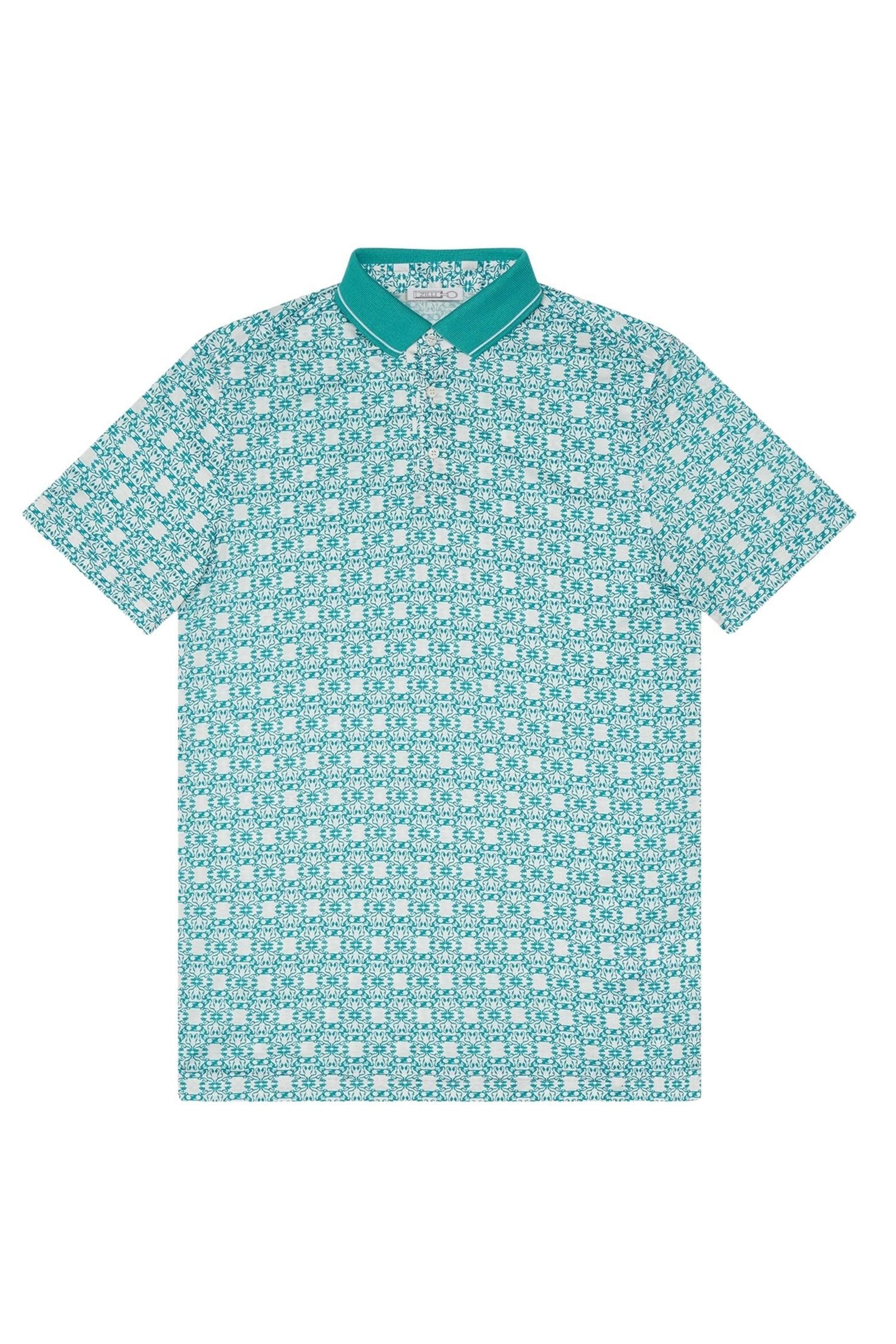 Polo à motif géométrique répétitif - Blanc & Vert