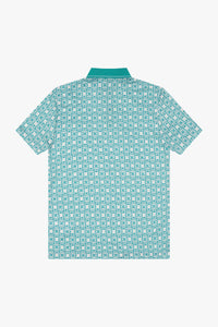 Polo à motif géométrique répétitif - Blanc & Vert