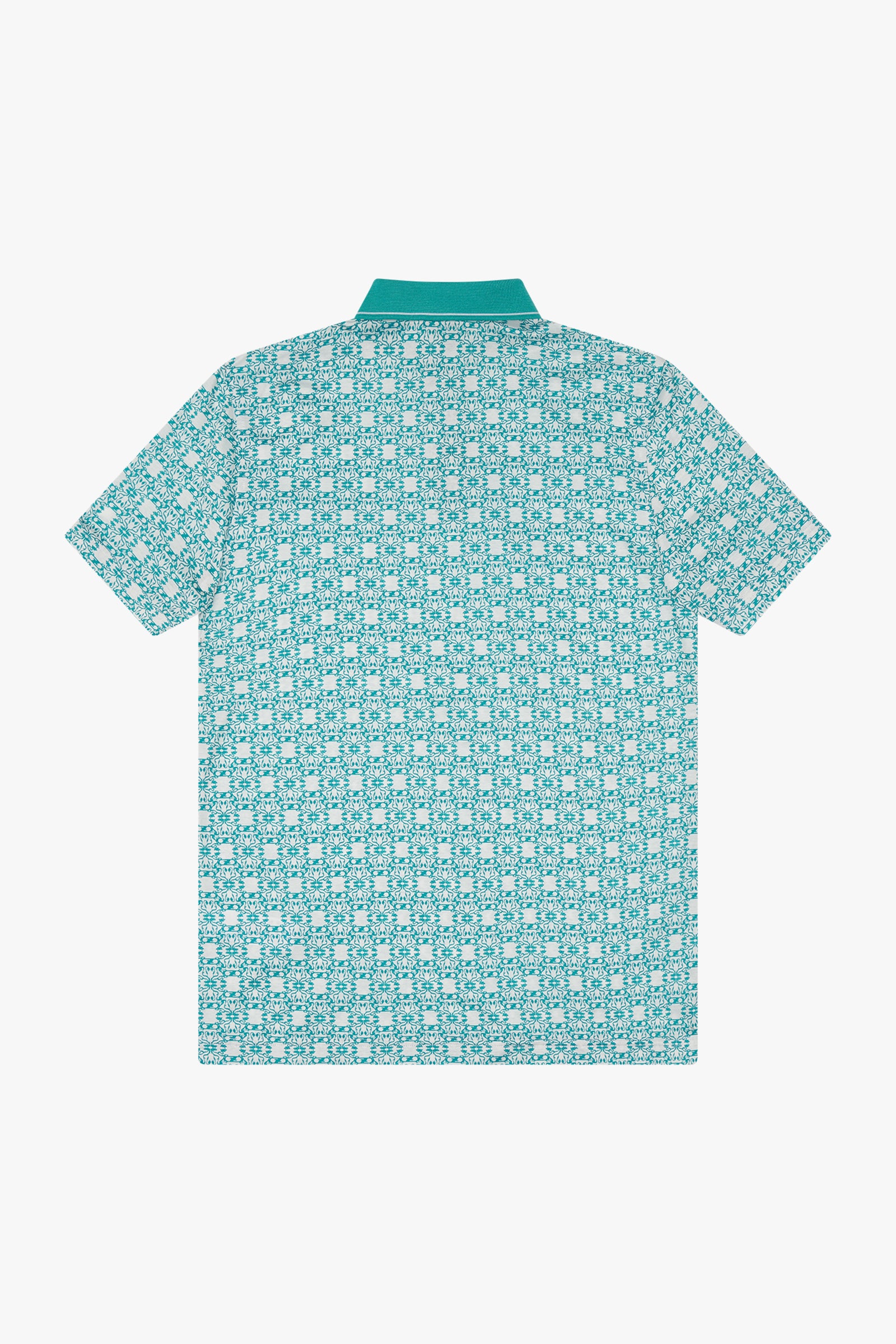Polo à motif géométrique répétitif - Blanc & Vert