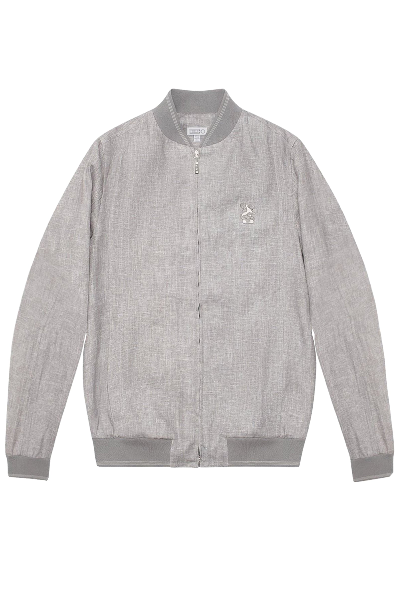 Blouson aviateur à col côtelé chiné en lin - Gris