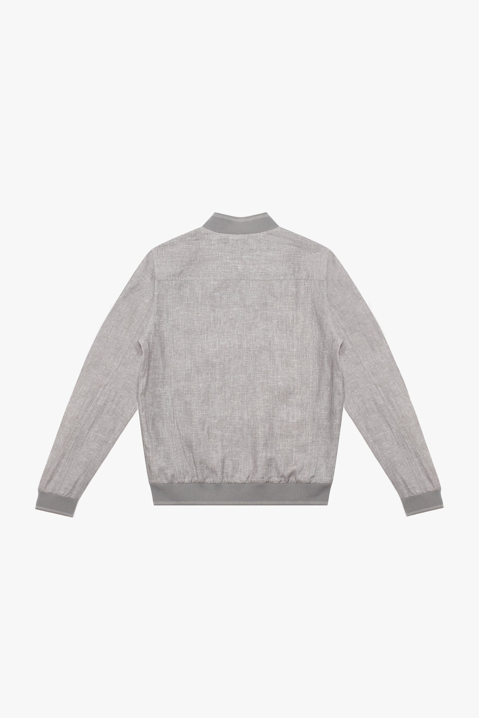 Blouson aviateur à col côtelé chiné en lin - Gris