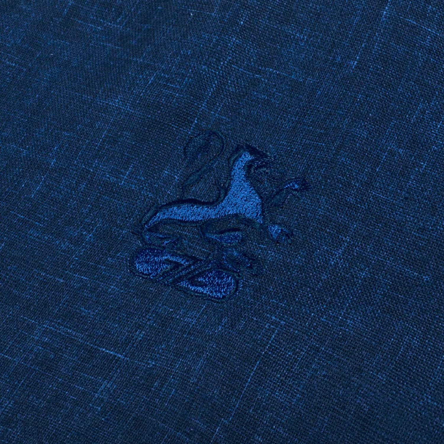 Bomber with embroidered linen logo - Blue
