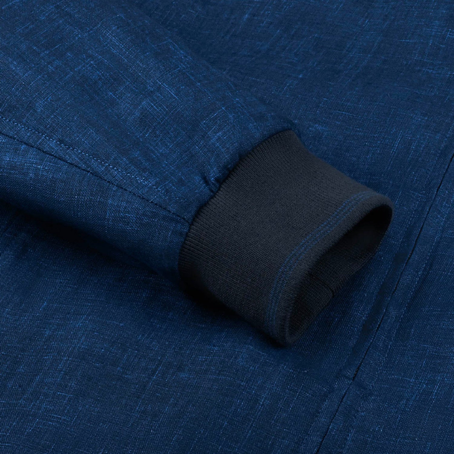 Bomber with embroidered linen logo - Blue