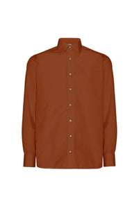 Chemise à col boutonné et rayé en lin - Orange & Beige