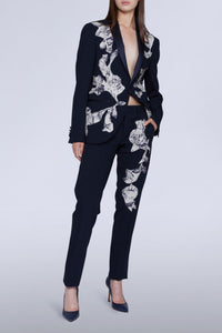NEW OFFER VESTE SMOKING AVEC INSERTS COTON FLEURIS