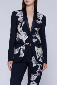 NEW OFFER VESTE SMOKING AVEC INSERTS COTON FLEURIS