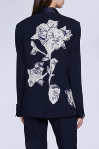 NEW OFFER VESTE SMOKING AVEC INSERTS COTON FLEURIS