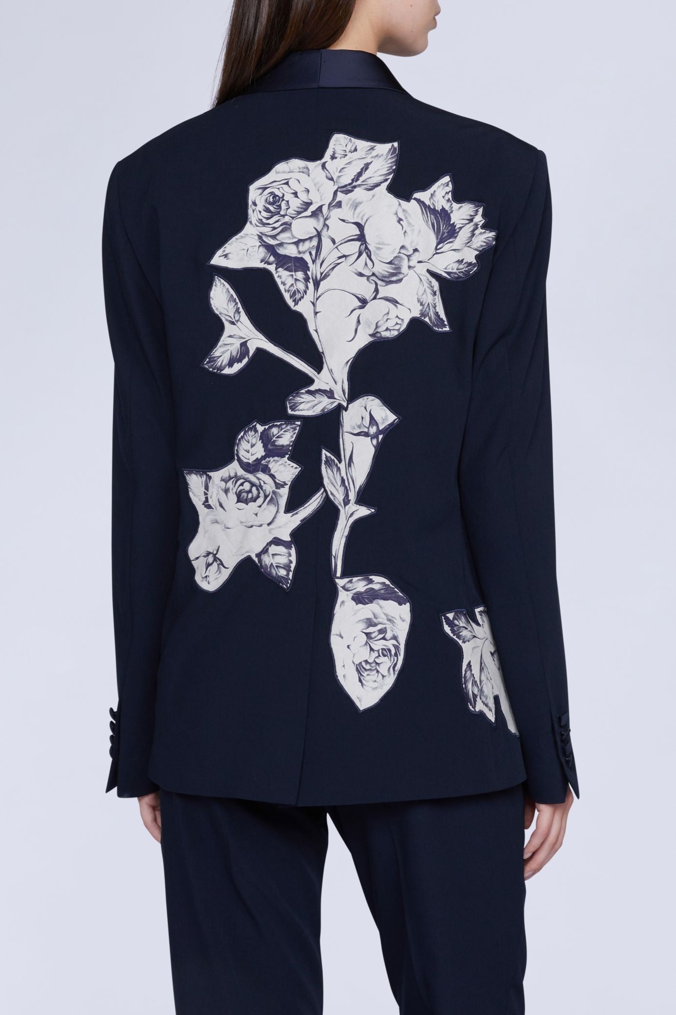 NEW OFFER VESTE SMOKING AVEC INSERTS COTON FLEURIS