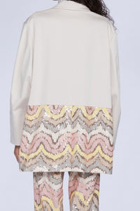 VESTE OVERSIZE 1 BOUTON AVEC PAILLETTES ROSES ET JAUNES