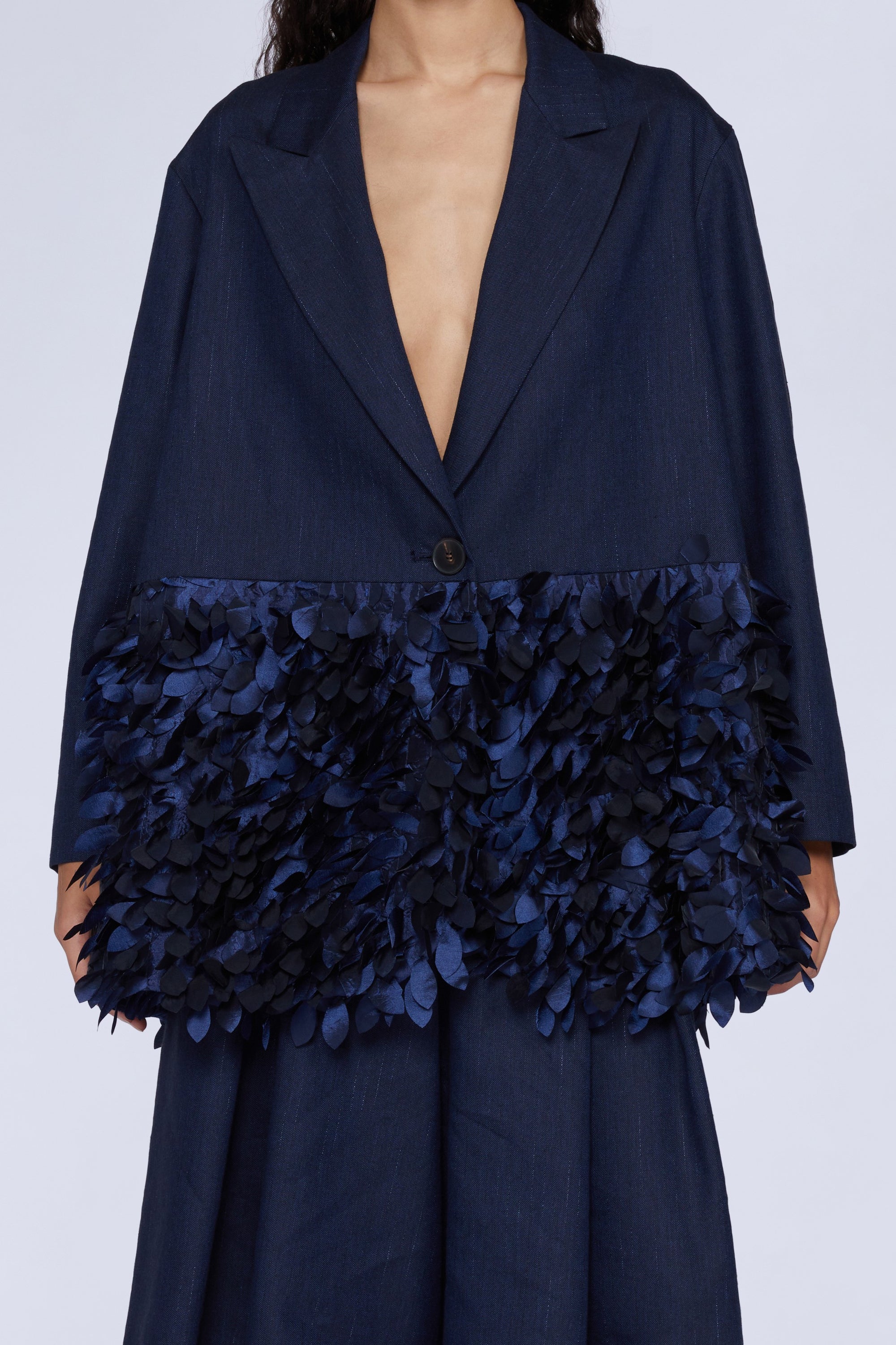 Veste à plumes en lin - Blu Cangiante