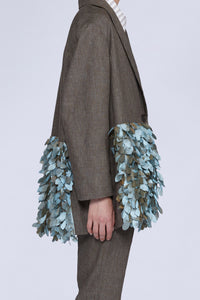 Veste à plumes en lin - Marrone Fantasia