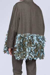 Veste à plumes en lin - Marrone Fantasia
