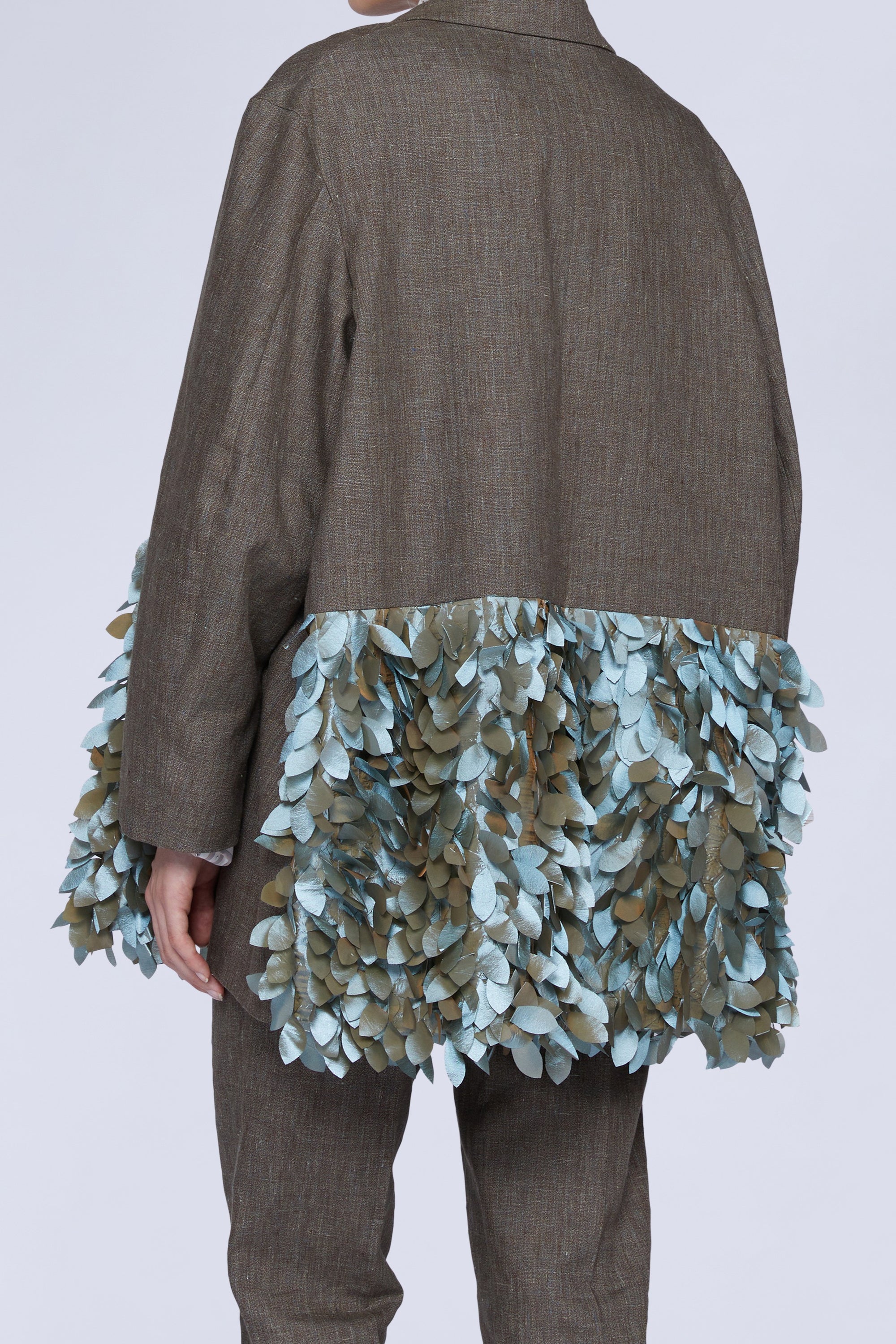 Veste à plumes en lin - Marrone Fantasia