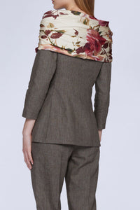 NEW OFFER VESTE SANS COL ET FOULARD ROSES