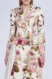 NEW OFFER VESTE SLIM 3 BOUTONS IMPRIMÉ ROSES