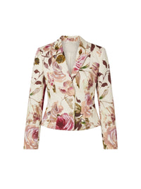 Veste slim 3 boutons imprimé roses - Crema Fantasia Bordeaux