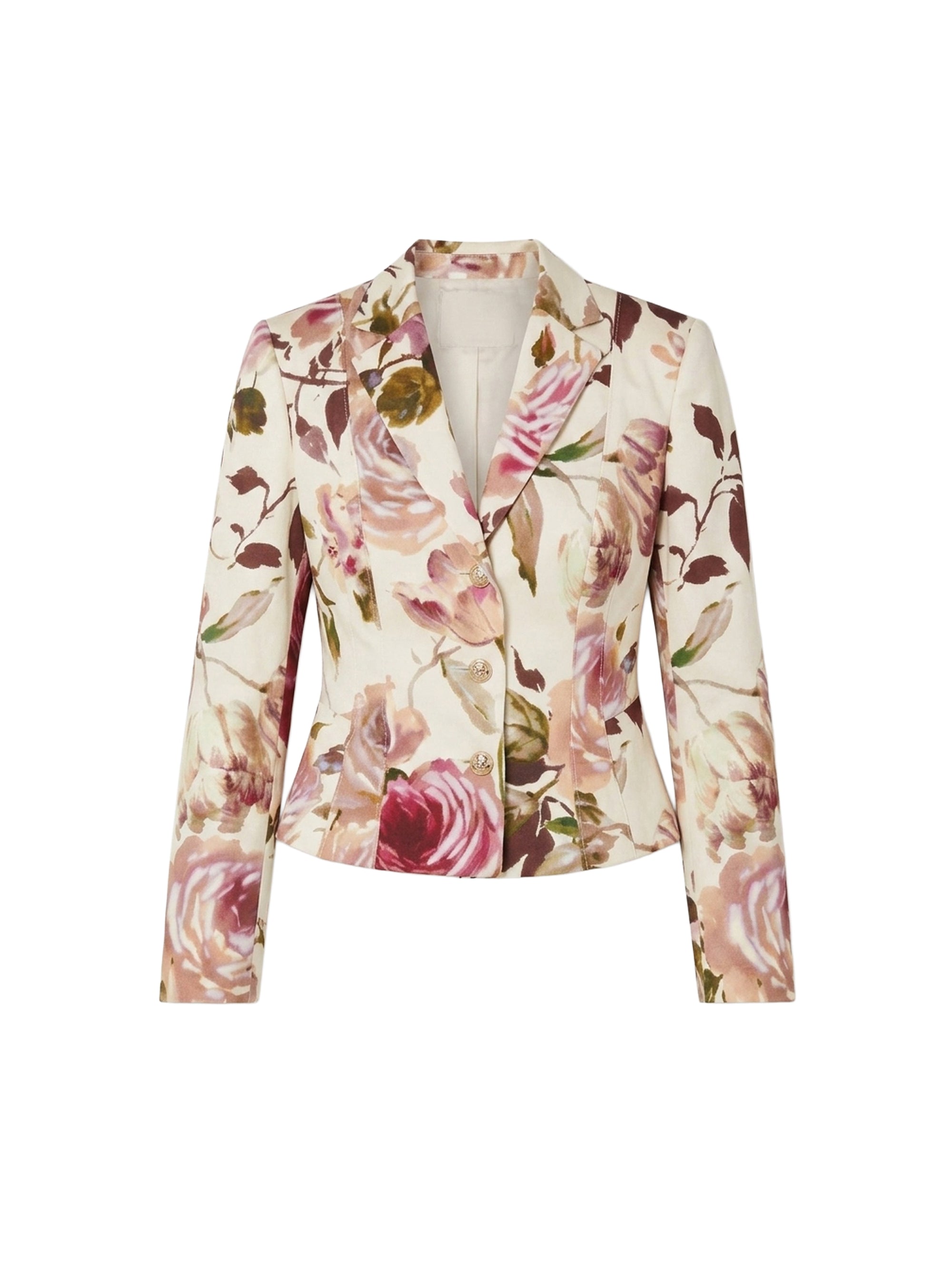 Veste slim 3 boutons imprimé roses - Crema Fantasia Bordeaux