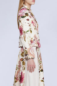 NEW OFFER VESTE SLIM 3 BOUTONS IMPRIMÉ ROSES