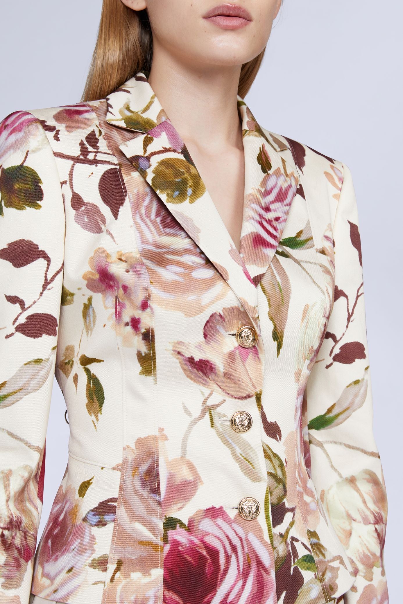 NEW OFFER VESTE SLIM 3 BOUTONS IMPRIMÉ ROSES