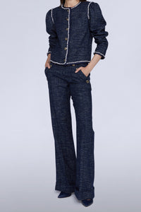 VESTE CHANEL TWEED BLEUE