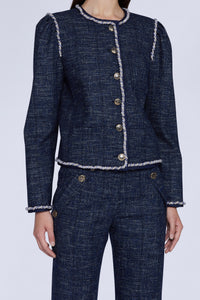 VESTE CHANEL TWEED BLEUE