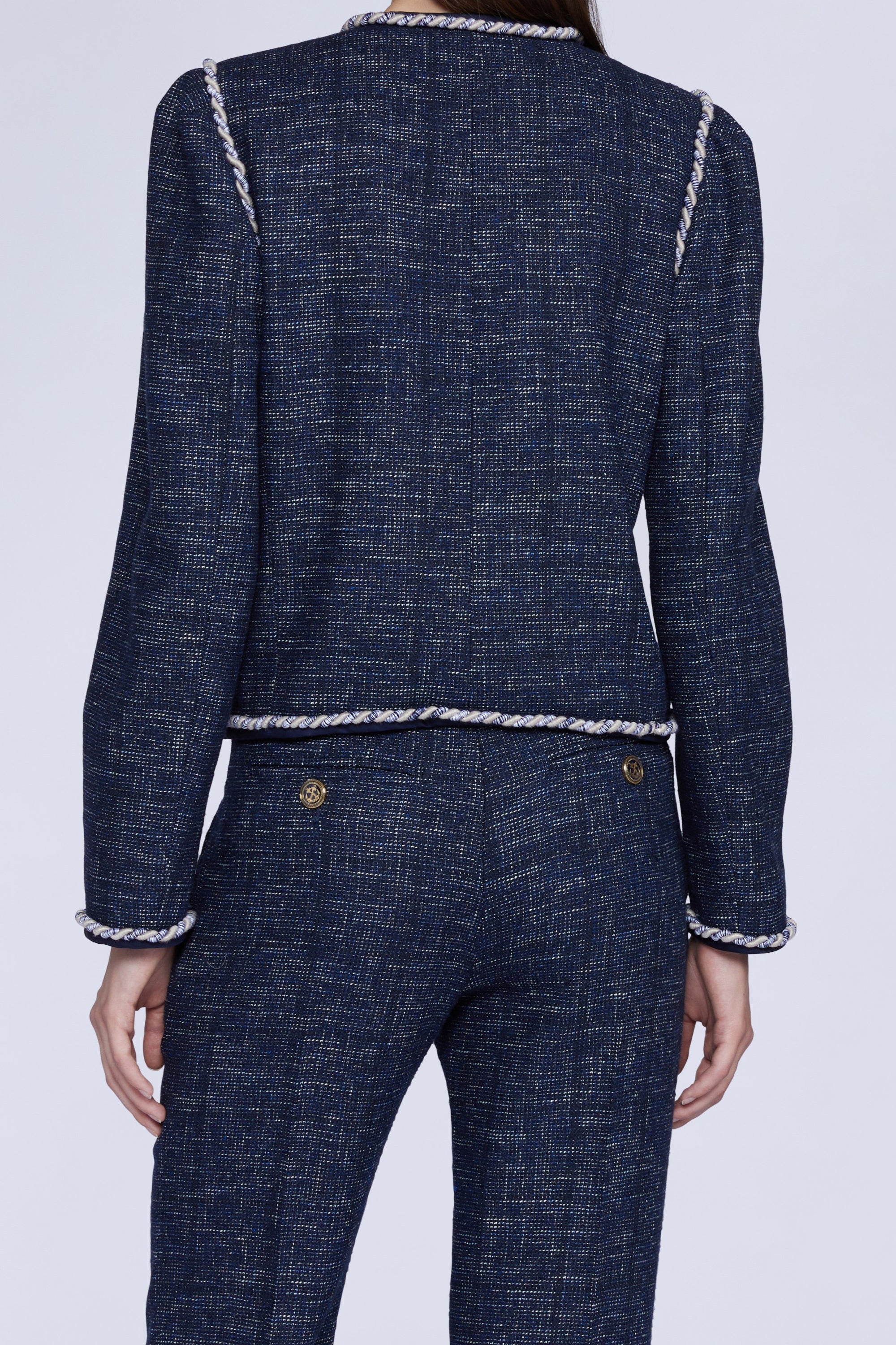 VESTE CHANEL TWEED BLEUE