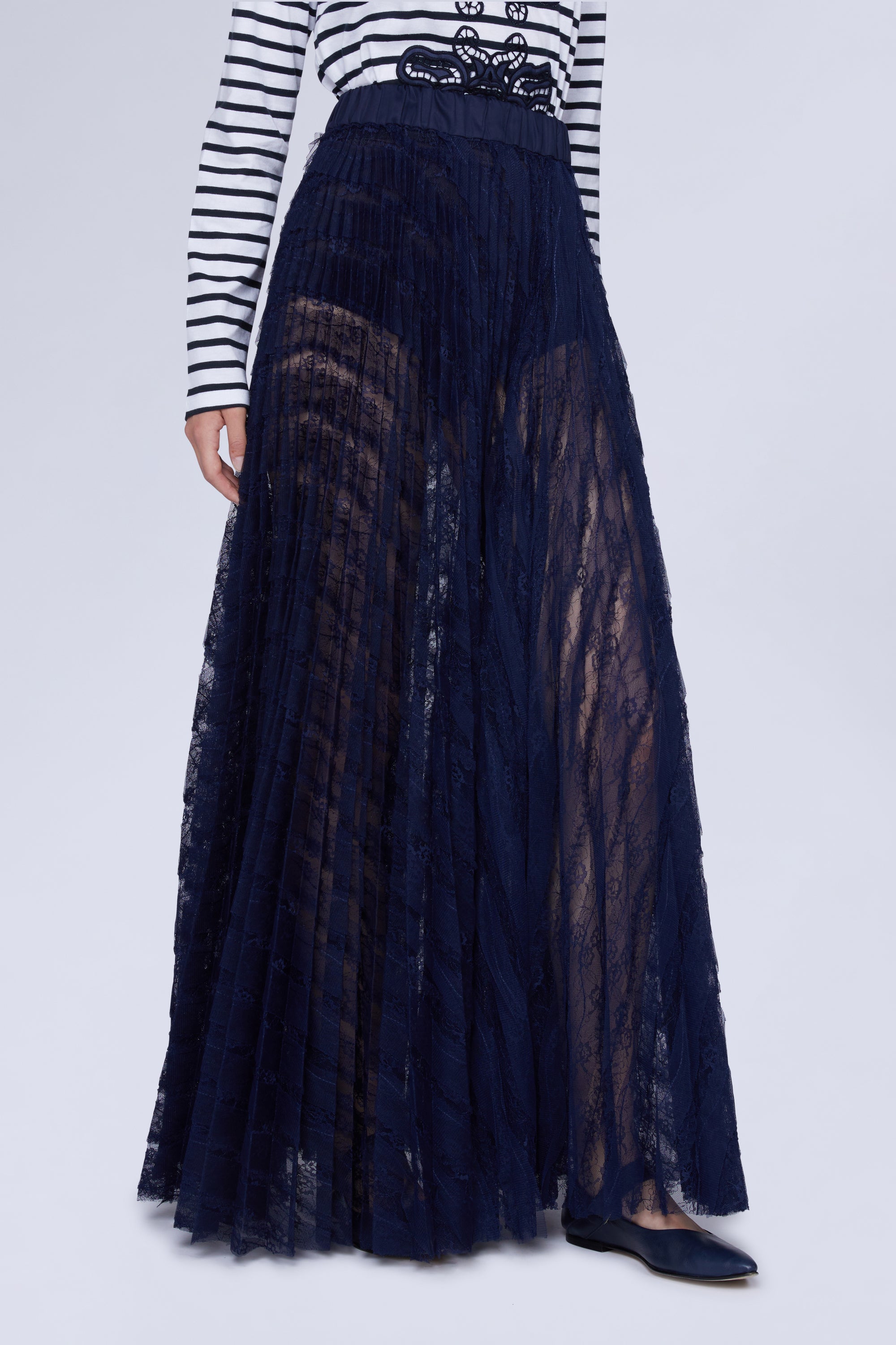 Jupe longue en organza - Blu