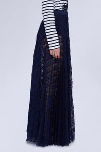 Jupe longue en organza - Blu