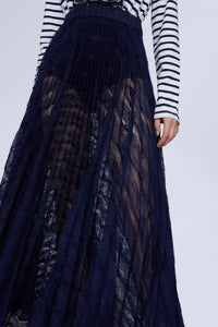 Jupe longue en organza - Blu
