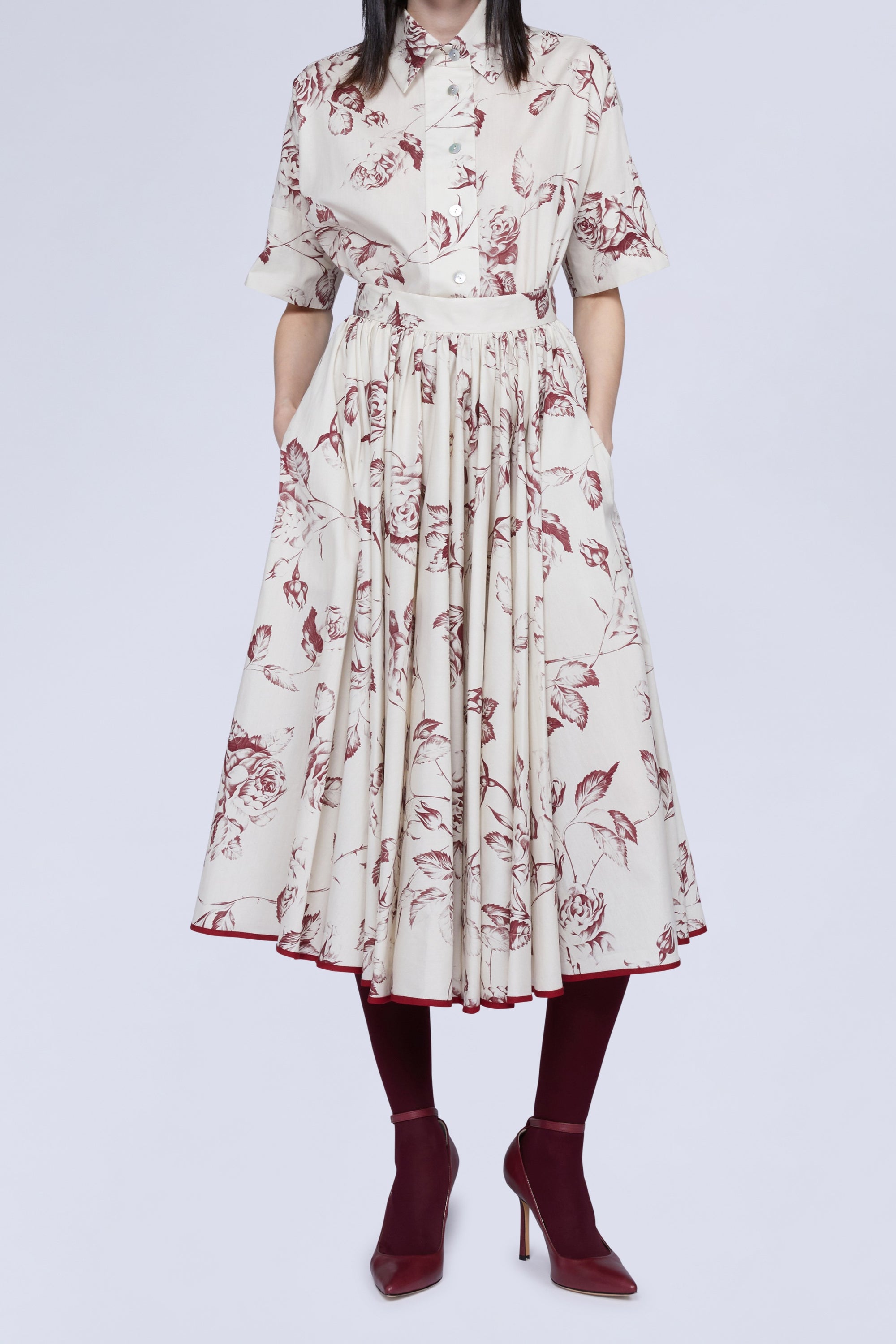 JUPE CIRCULAIRE EN COTON FLEURS