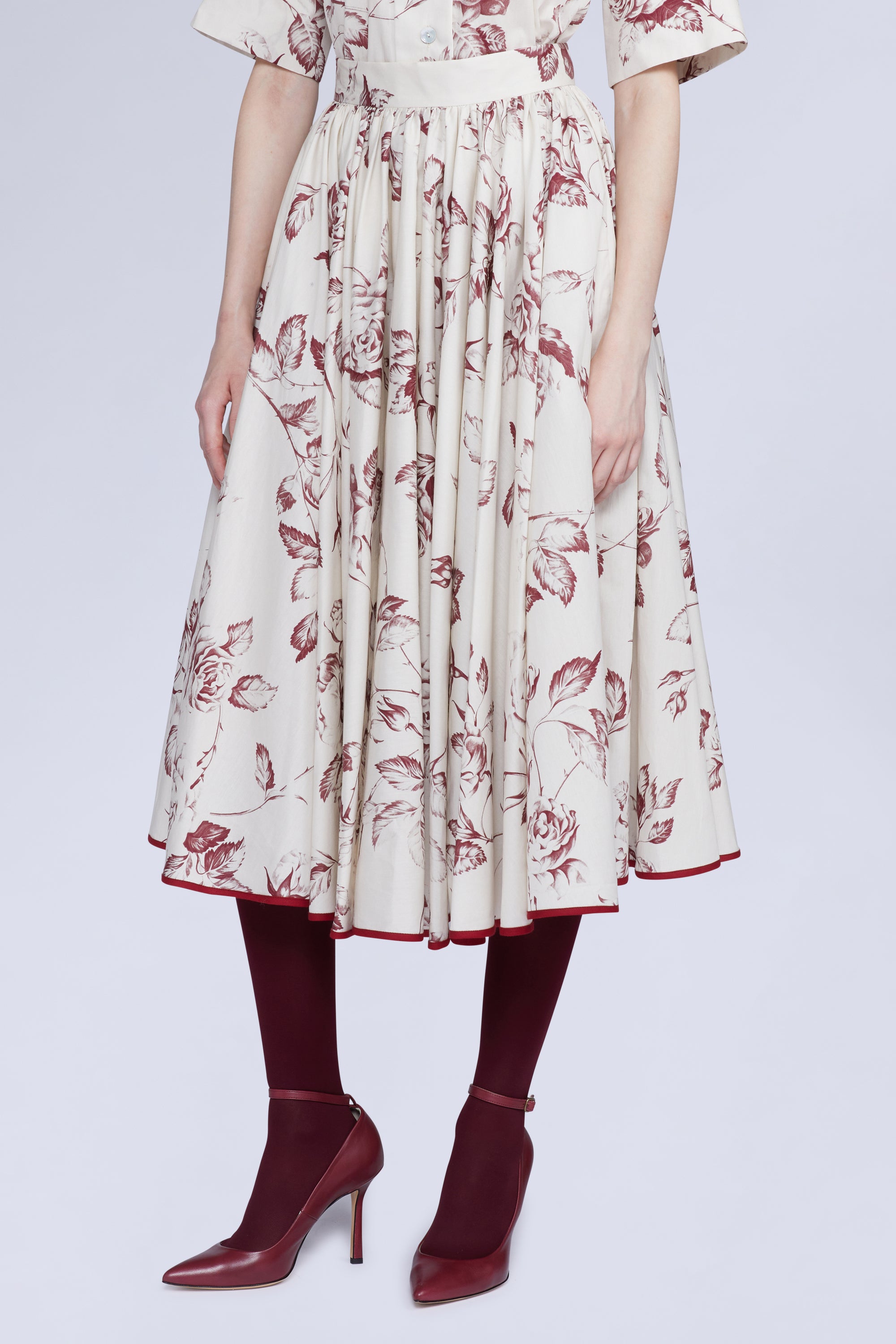 JUPE CIRCULAIRE EN COTON FLEURS