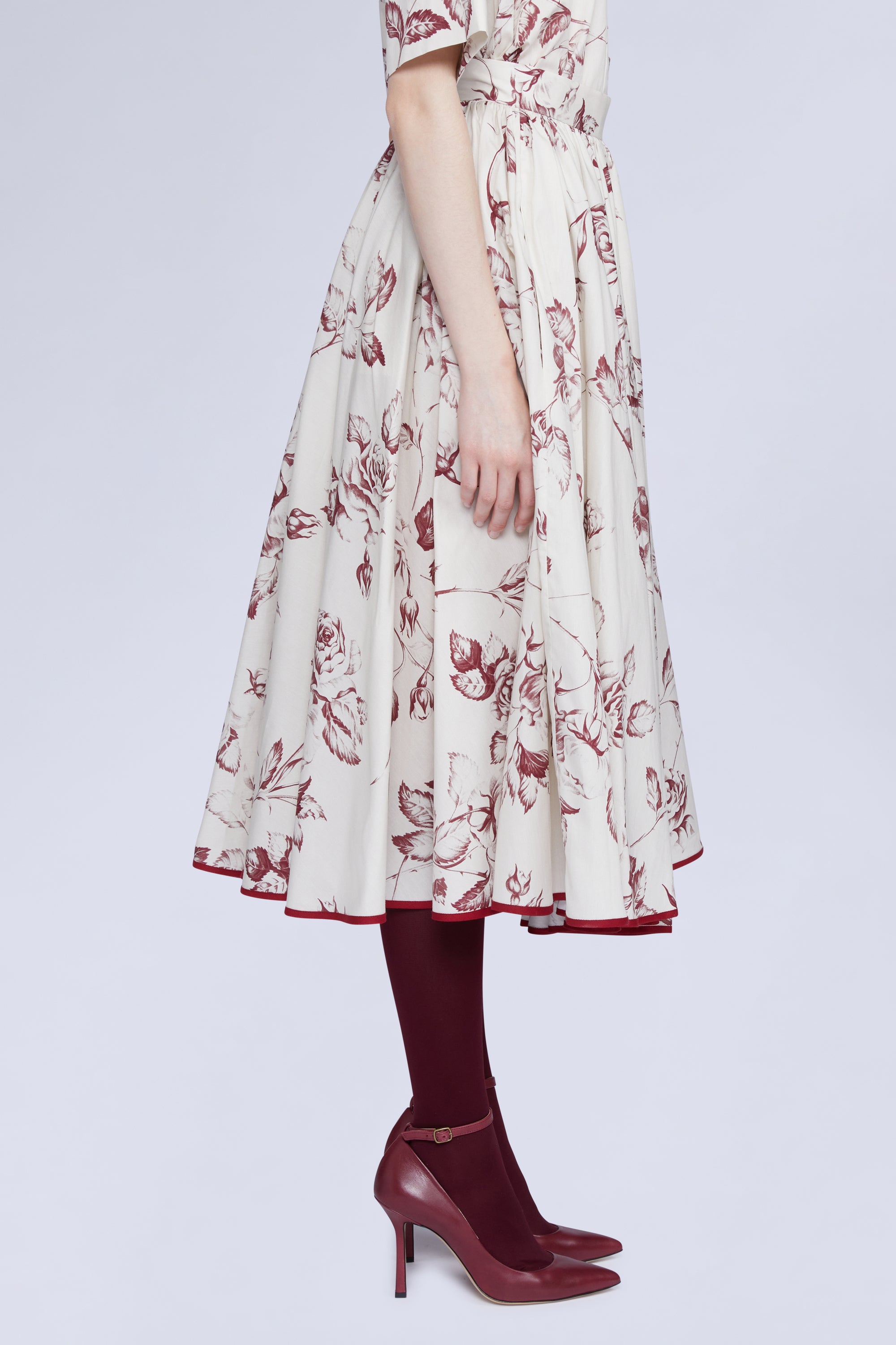 JUPE CIRCULAIRE EN COTON FLEURS