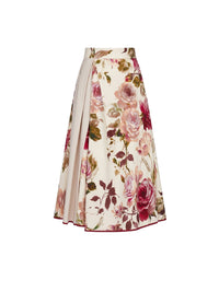Jupe 2 panneaux imprimé roses - Crema Fantasia Bordeaux