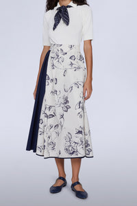 JUPE EN COTON FLEURS AVEC 2 PANNEAUX