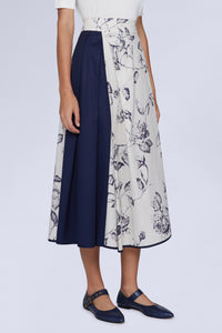 JUPE EN COTON FLEURS AVEC 2 PANNEAUX