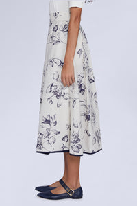 JUPE EN COTON FLEURS AVEC 2 PANNEAUX