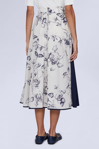 JUPE EN COTON FLEURS AVEC 2 PANNEAUX