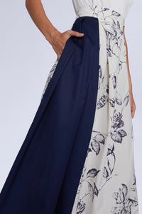 JUPE EN COTON FLEURS AVEC 2 PANNEAUX