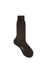Chaussettes à revers côtelé en soie - Marron
