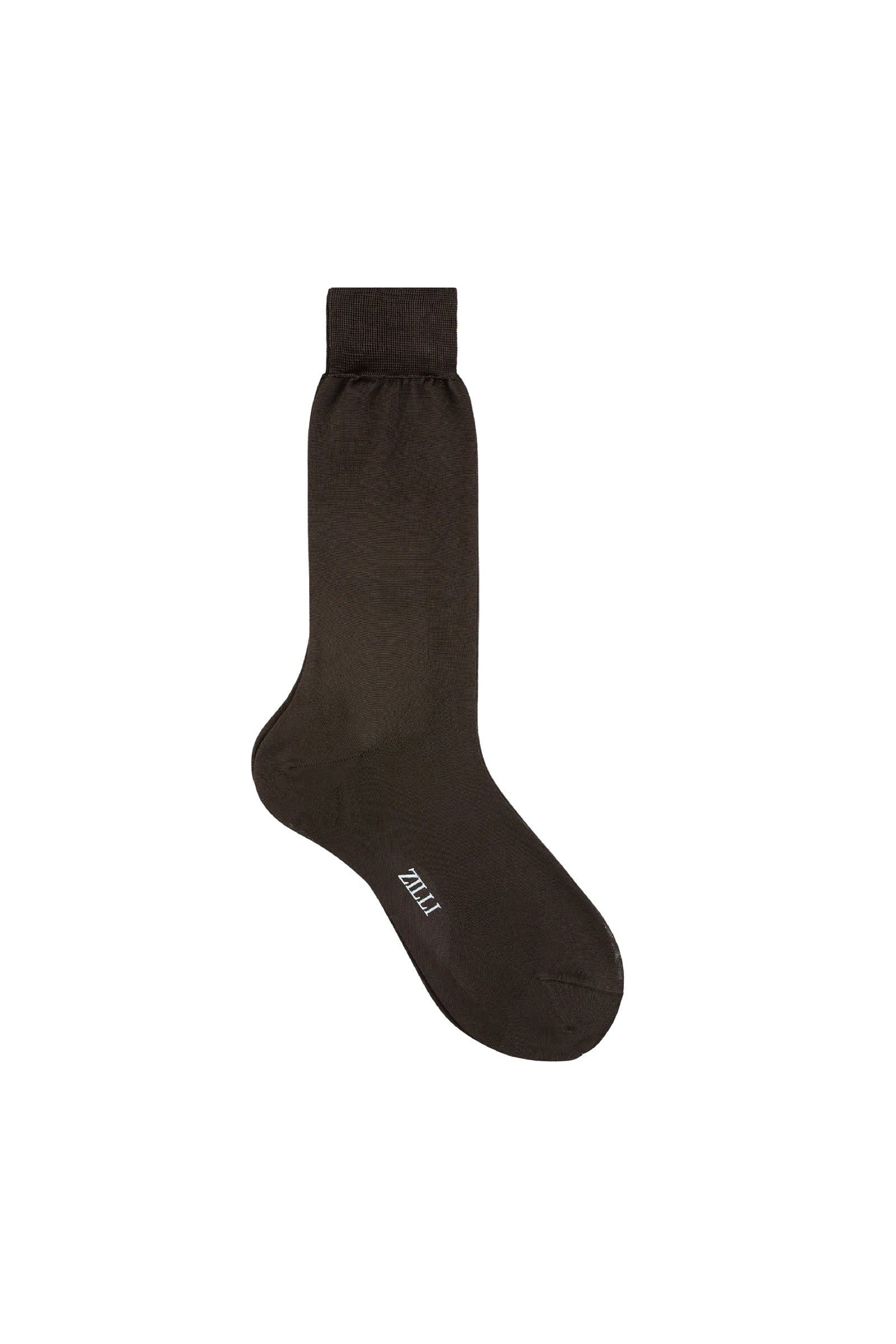Chaussettes à revers côtelé en soie - Marron