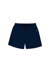 Short de bain à cordon de serrage satiné - Bleu